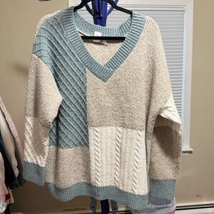 Altar’d State Size M- Color Block V-Neck Sweater